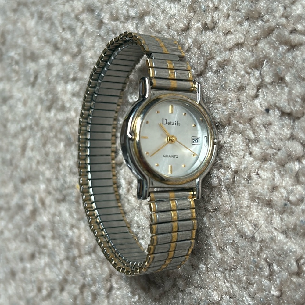 Details‎ women’s vintage two tone silver/gold bracelet watch